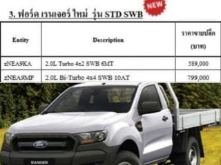 รถกระบะตอนเดียว Ford swb 2018 ราคาใหม่